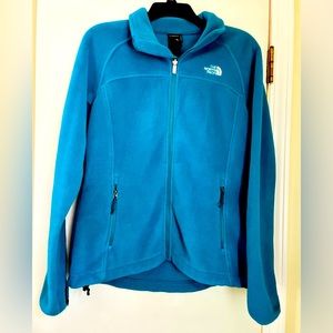 THE NORTH FACE Women Teal Blue Full Zip Fleece Jacket w pockets Size Medium